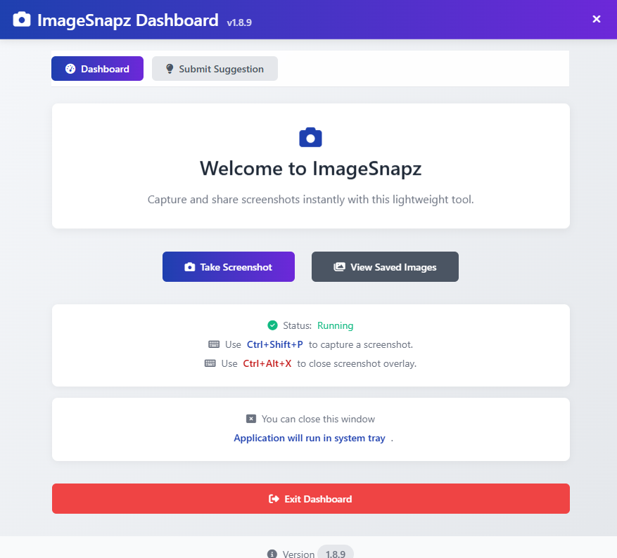 ImageSnapz Dashboard View